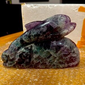 Home decor office ,Stunning Hand Carved Fluorite DOLPHIN